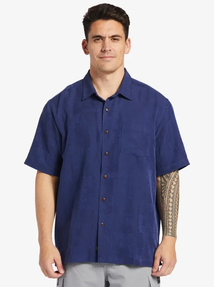 Quiksilver Manele Bay Short Sleeve Shirt Medieval Blue MensWaterman Shirts and Polos Quiksilver Manele Bay Short Sleeve Shirt Medieval Blue MensWaterman Shirts and Polos