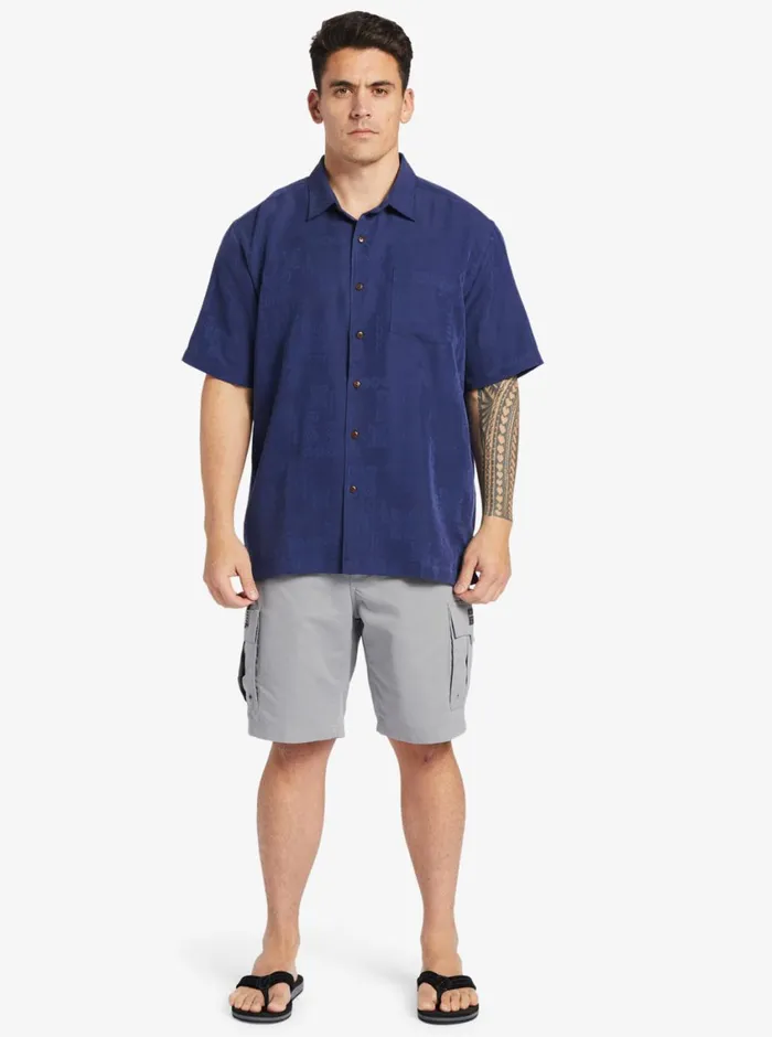 Quiksilver Manele Bay Short Sleeve Shirt Medieval Blue MensWaterman Shirts and Polos Quiksilver Manele Bay Short Sleeve Shirt Medieval Blue MensWaterman Shirts and Polos