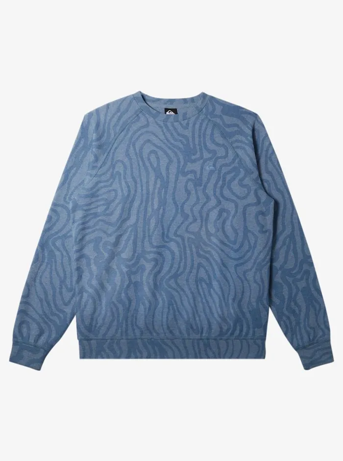Quiksilver Raglans Long Sleeve Knit Crew Neck Sweatshirt Blue Shadow Hthr Flat Rib Sw Mens Sweatshirts and Hoodies