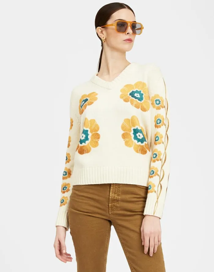 Ready To Wear Knitwear La Double J VNeck Boy Sweater Daisychain Place Off White Ready To Wear Knitwear La Double J VNeck Boy Sweater Daisychain Place Off White