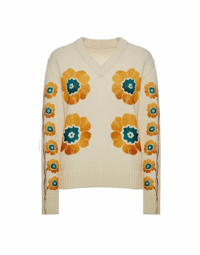Ready To Wear Knitwear La Double J VNeck Boy Sweater Daisychain Place Off White Ready To Wear Knitwear La Double J VNeck Boy Sweater Daisychain Place Off White