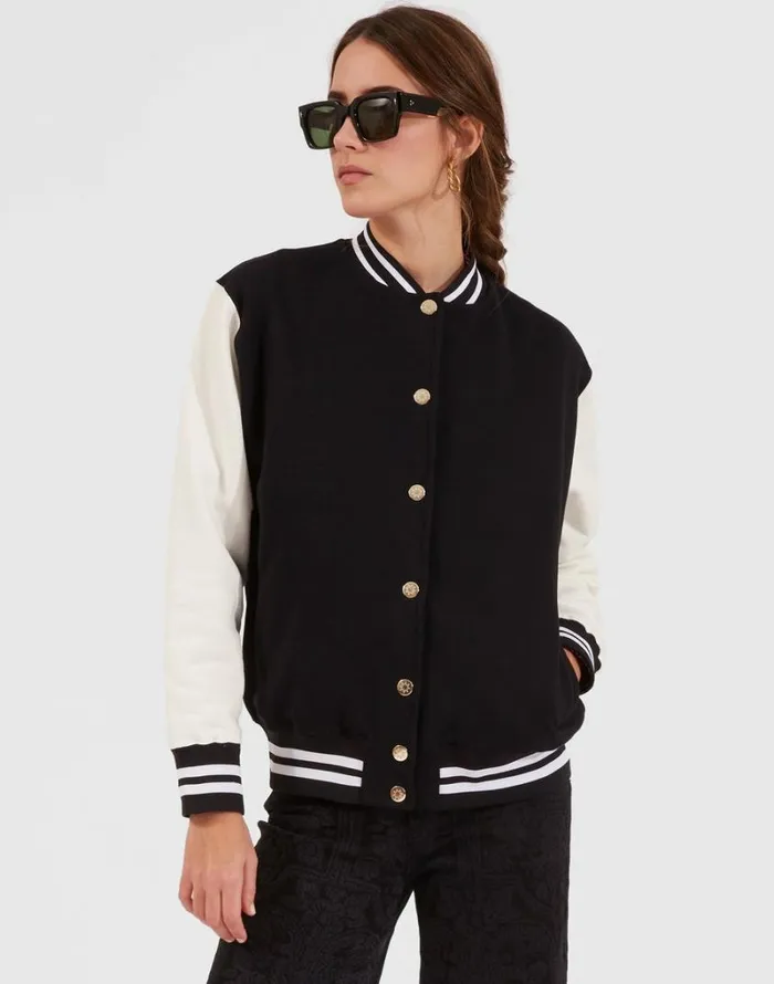 Ready To Wear Outerwear La Double J Embroidered Sisterhood Varsity Bomber Solid Black Ready To Wear Outerwear La Double J Embroidered Sisterhood Varsity Bomber Solid Black