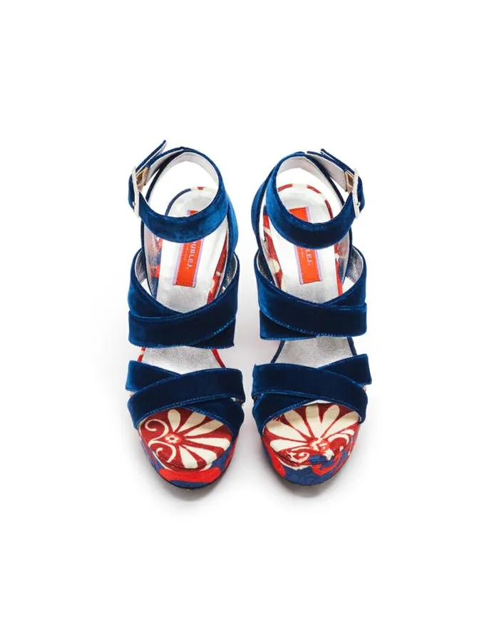Ready To Wear Shoes La Double J Medal Wedge Moonflower Navy Ready To Wear Shoes La Double J Medal Wedge Moonflower Navy