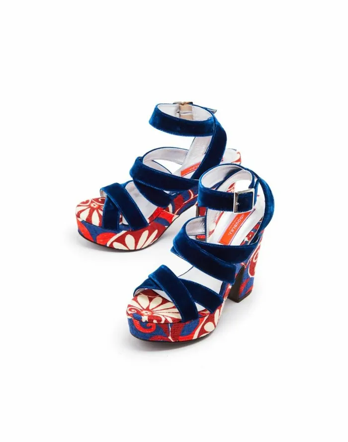 Ready To Wear Shoes La Double J Medal Wedge Moonflower Navy Ready To Wear Shoes La Double J Medal Wedge Moonflower Navy