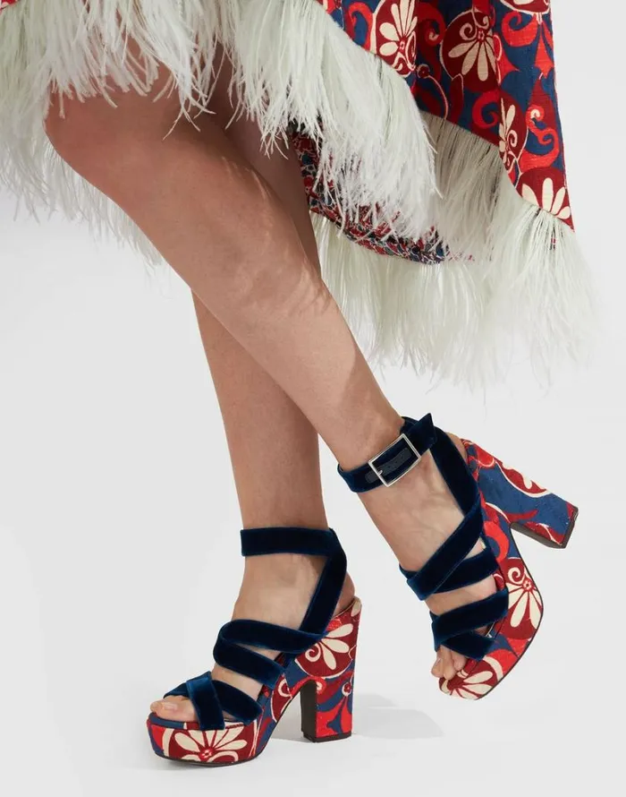 Ready To Wear Shoes La Double J Medal Wedge Moonflower Navy Ready To Wear Shoes La Double J Medal Wedge Moonflower Navy