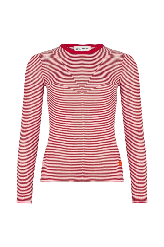 Readytowear TShirts Sonia Rykiel Longsleeved Crewneck Top In Cotton And Silk