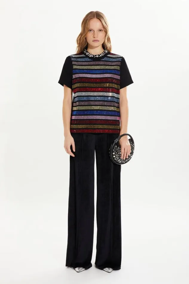 Readytowear TShirts Sonia Rykiel Shortsleeved Rhinestone Embroidered Jersey Tshirt Readytowear TShirts Sonia Rykiel Shortsleeved Rhinestone Embroidered Jersey Tshirt