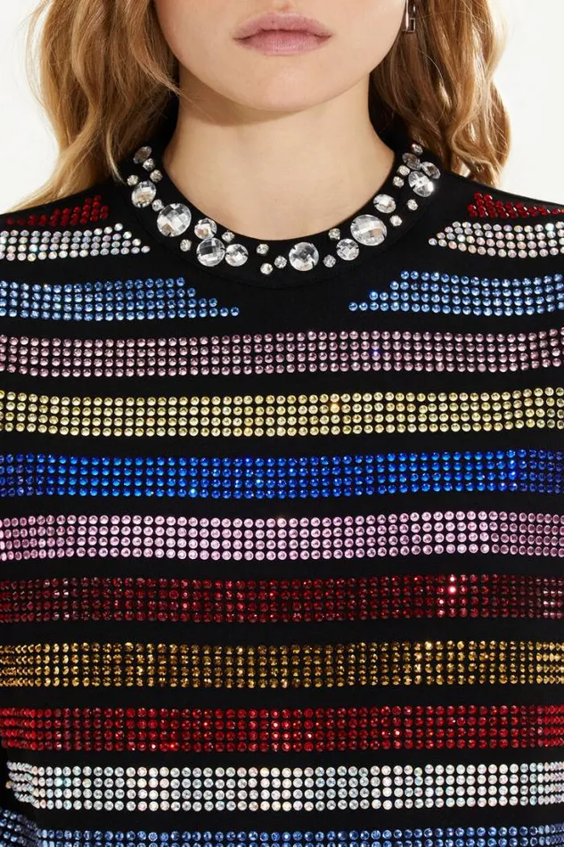 Readytowear TShirts Sonia Rykiel Shortsleeved Rhinestone Embroidered Jersey Tshirt