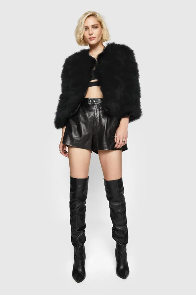 Rebecca Minkoff Outerwear Pacha Feather Jacket Black 8211 Clothing