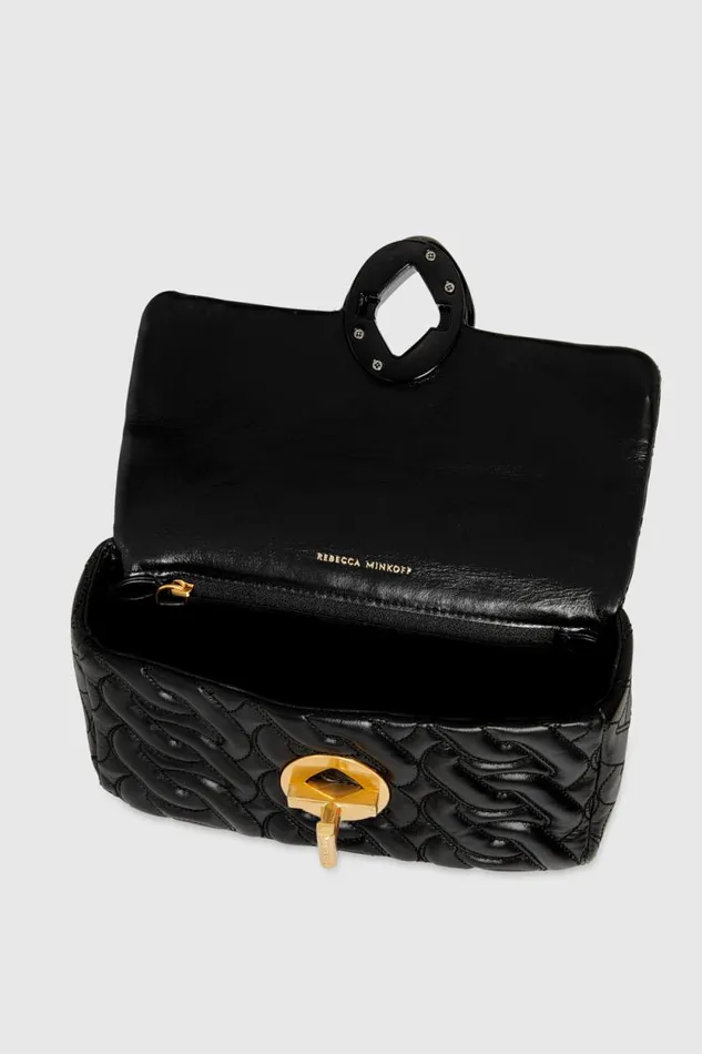Rebecca Minkoff Top Handle Bags Top Handle Crossbody With Chain Quilt Blackantique Brass 8211 Handbags