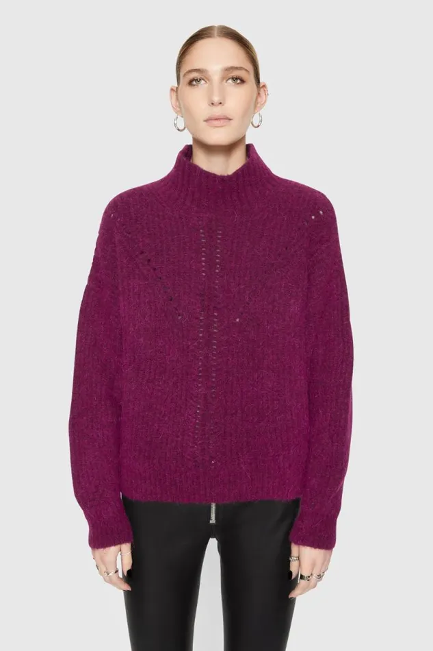 Rebecca Minkoff Tops Caroline Sweater Damson 8211 Clothing