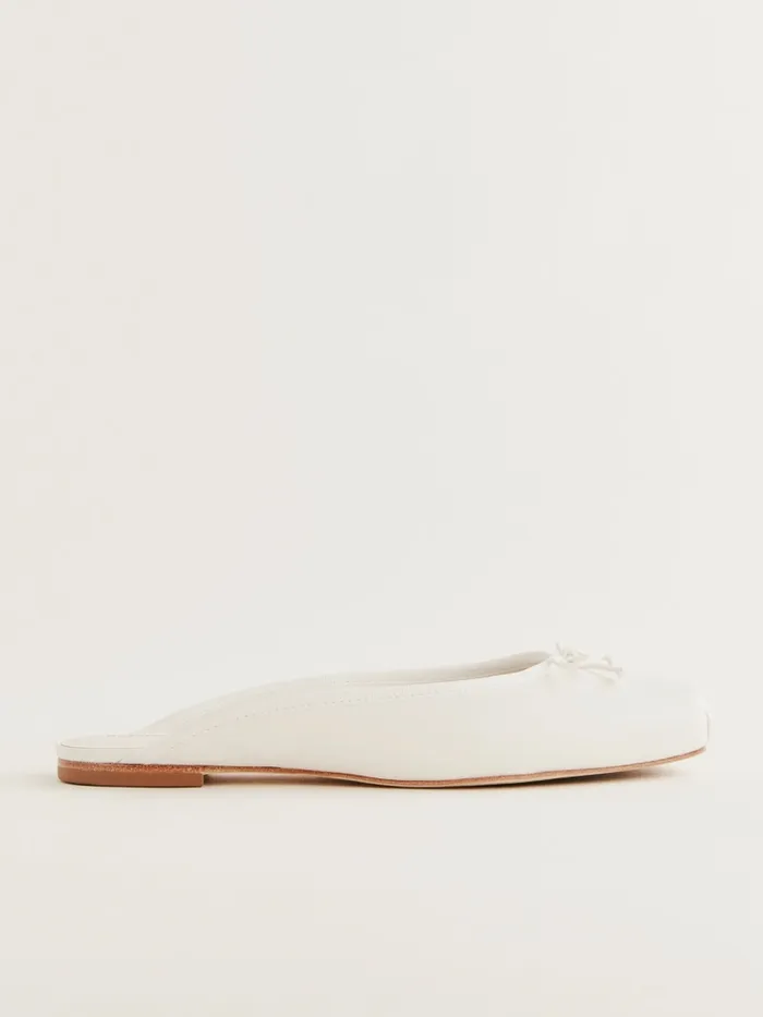 Reformation Ballet Flats Megan Flat Mule White Leather 8211 Women