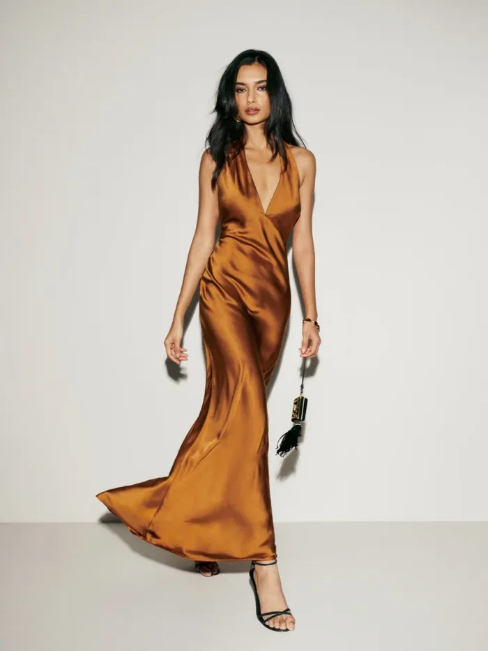 Reformation Dresses Daniela Silk Dress Copper 8211 Women