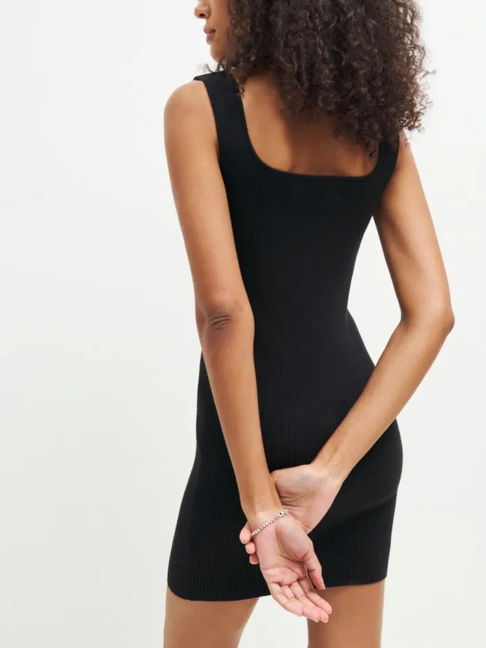 Reformation Dresses Marcel Cotton Ribbed Mini Dress Black 8211 Women