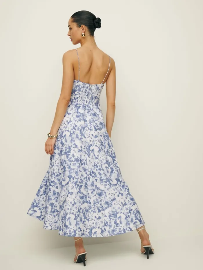 Reformation Dresses Monette Linen Dress Larkspur 8211 Women Reformation Dresses Monette Linen Dress Larkspur 8211 Women