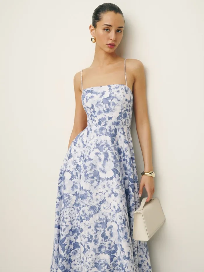 Reformation Dresses Monette Linen Dress Larkspur 8211 Women Reformation Dresses Monette Linen Dress Larkspur 8211 Women