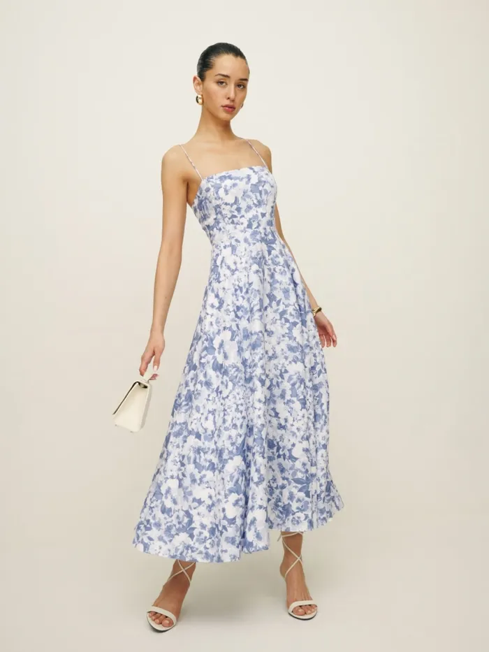 Reformation Dresses Monette Linen Dress Larkspur 8211 Women Reformation Dresses Monette Linen Dress Larkspur 8211 Women