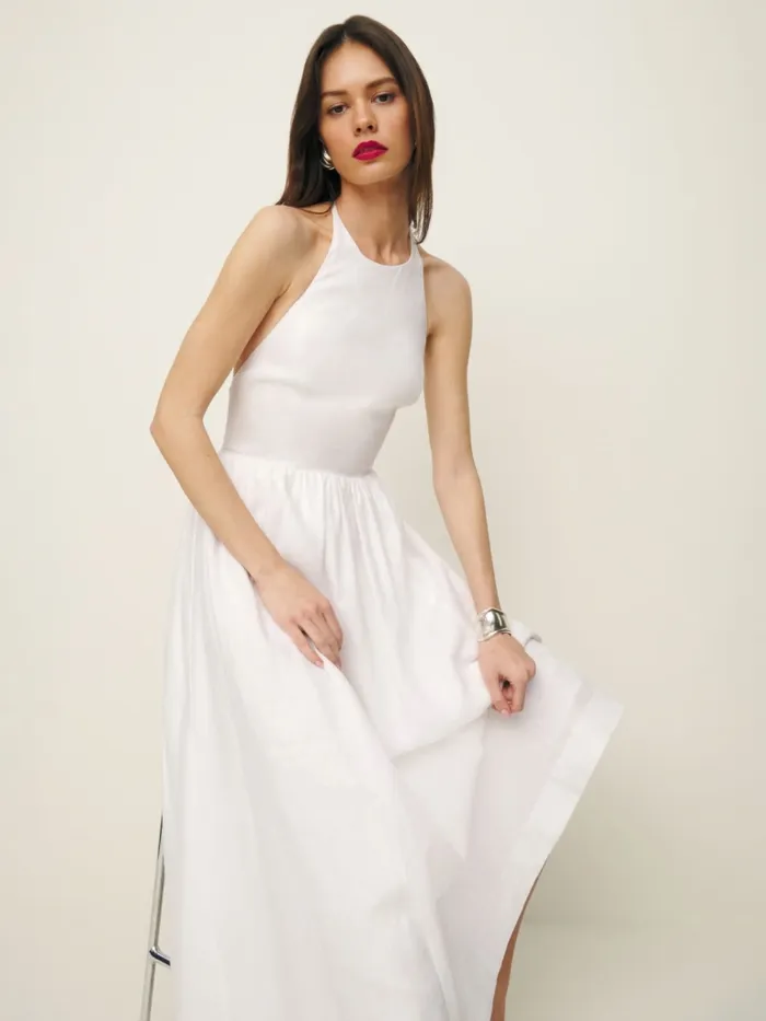 Reformation Dresses Petites Percy Linen Dress White 8211 Women