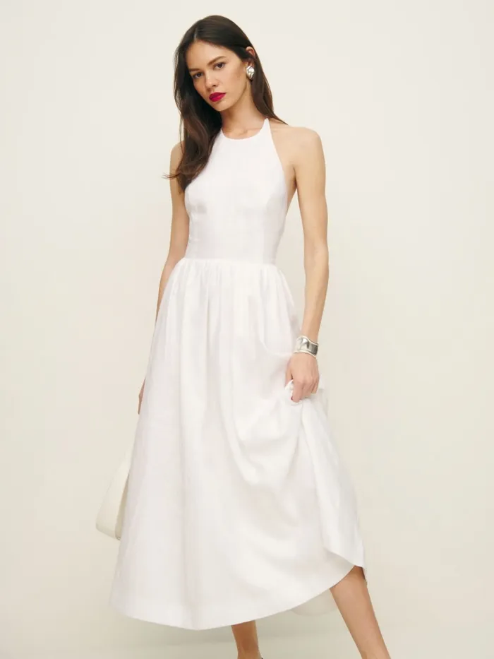 Reformation Dresses Petites Percy Linen Dress White 8211 Women
