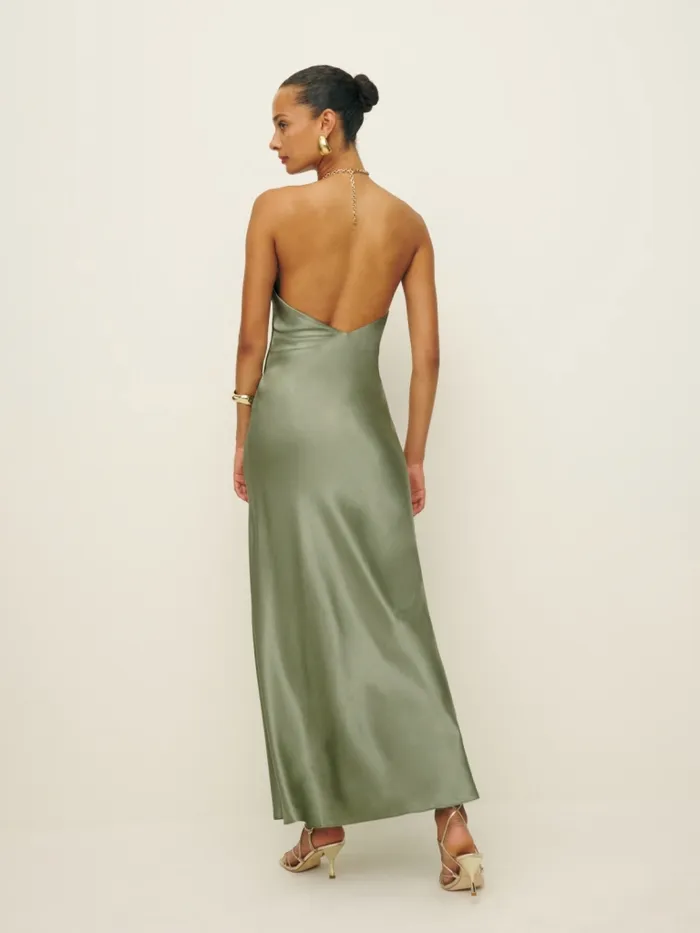 Reformation Dresses Petites Yesenia Silk Dress Artichoke 8211 Women