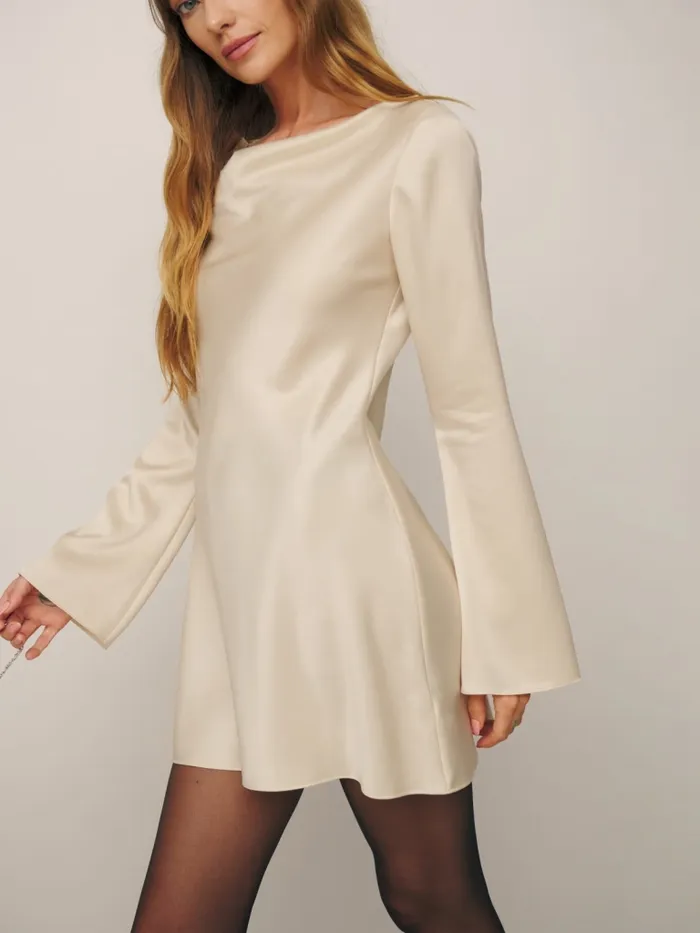 Reformation Dresses Pike Satin Dress Almond 8211 Women