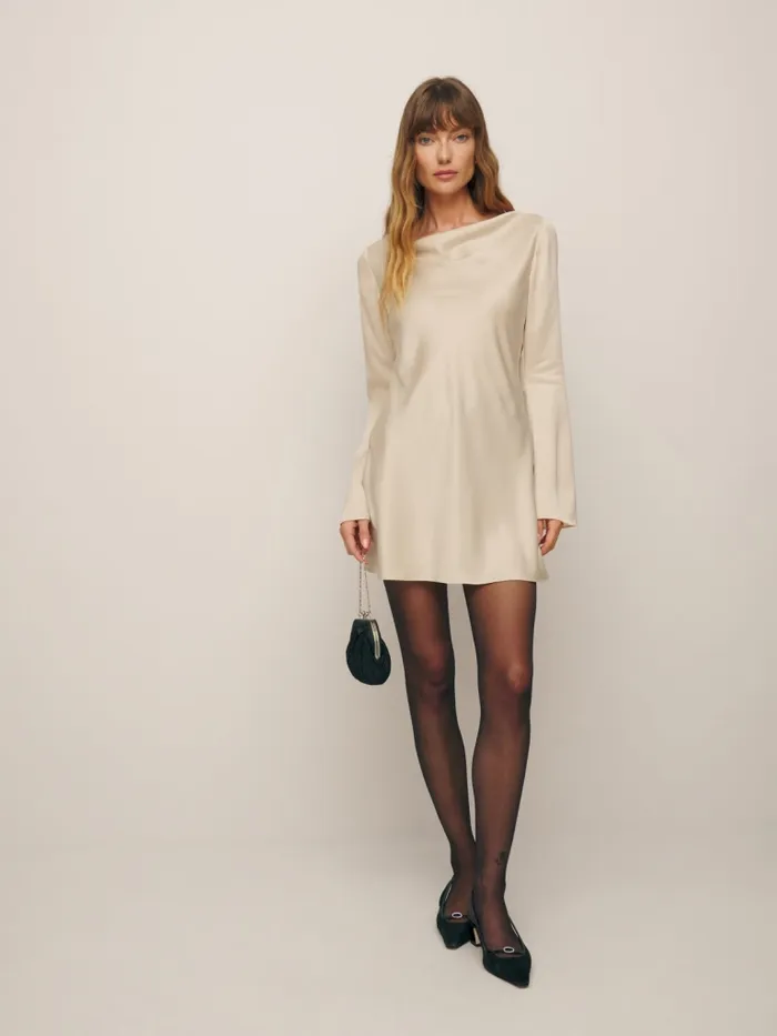 Reformation Dresses Pike Satin Dress Almond 8211 Women