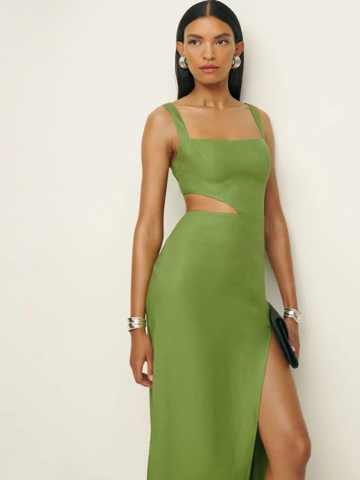 Reformation Dresses Satori Linen Dress Avocado 8211 Women Reformation Dresses Satori Linen Dress Avocado 8211 Women