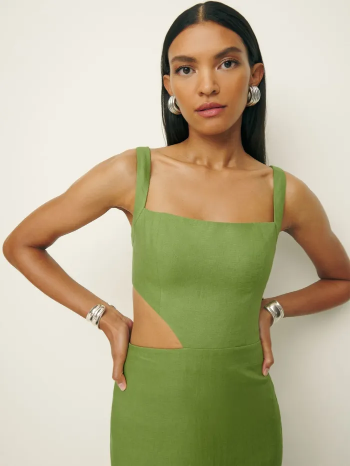 Reformation Dresses Satori Linen Dress Avocado 8211 Women Reformation Dresses Satori Linen Dress Avocado 8211 Women
