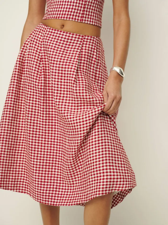 Reformation Dresses Savannah Linen Two Piece Tomato Check 8211 Women Reformation Dresses Savannah Linen Two Piece Tomato Check 8211 Women