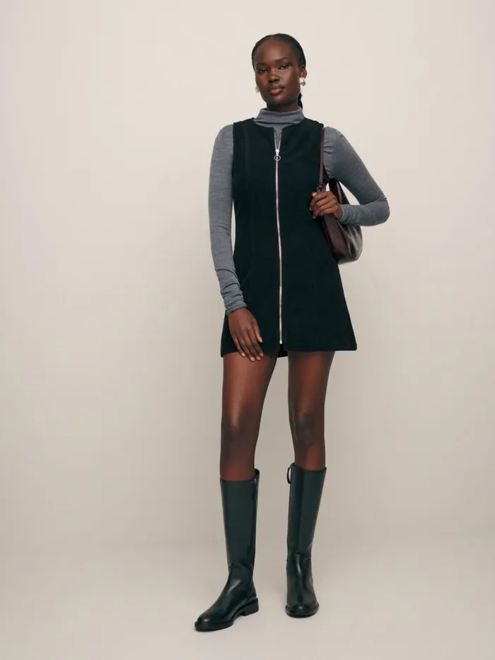 Reformation Dresses Suzie Corduroy Mini Dress Black 8211 Women
