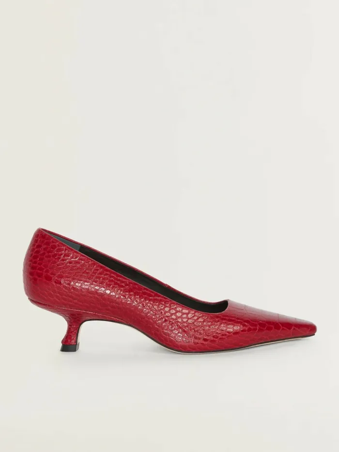Reformation Heels Nickie Kitten Heeled Pump Red Croc 8211 Women