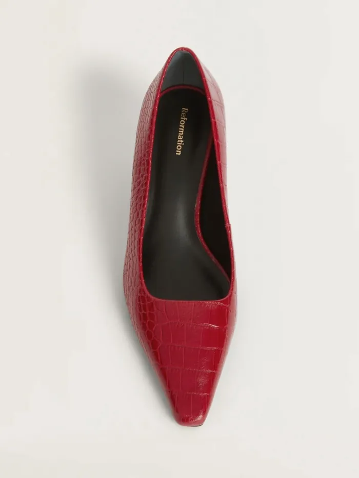 Reformation Heels Nickie Kitten Heeled Pump Red Croc 8211 Women Reformation Heels Nickie Kitten Heeled Pump Red Croc 8211 Women
