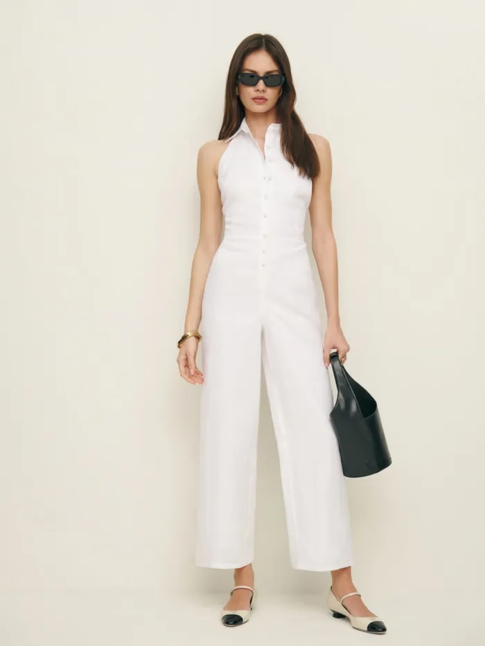 Reformation Jumpsuits Ryan Linen Jumpsuit White 8211 Women