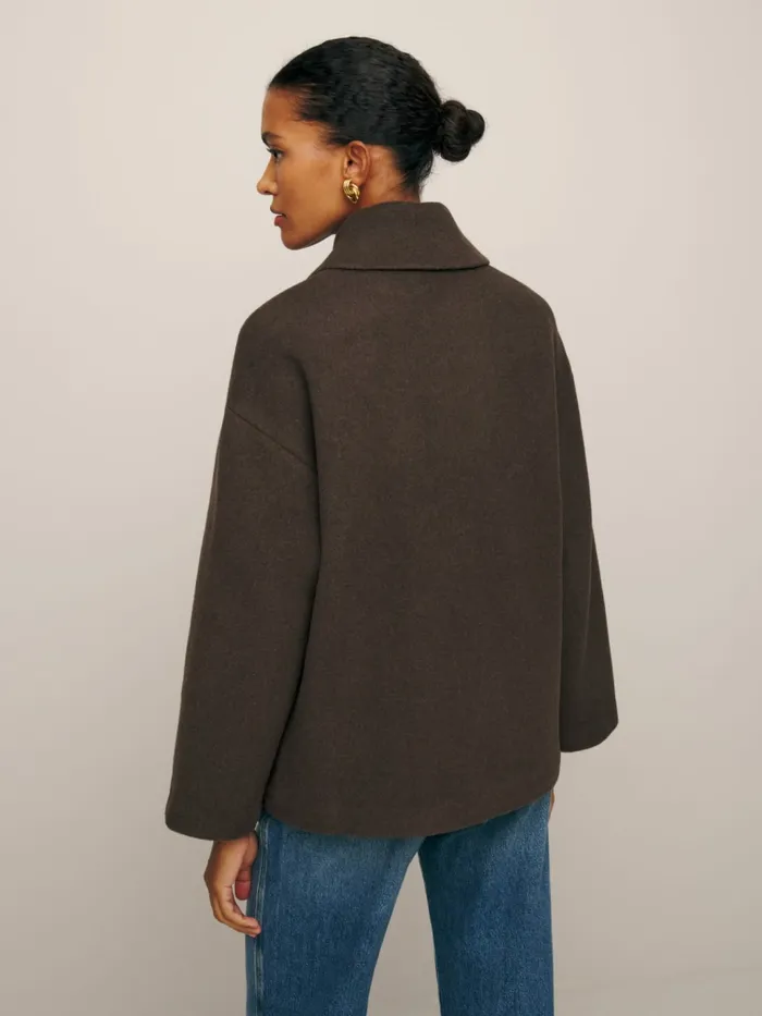 Reformation Outerwear Rocky Oversized Shirt Jacket Nutella 8211 Women