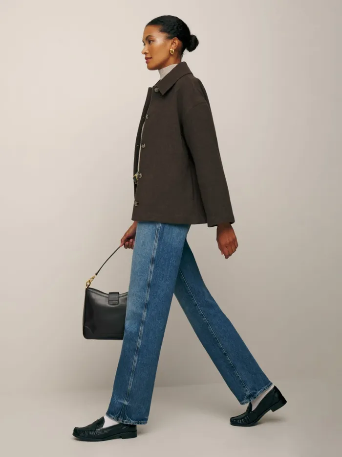 Reformation Outerwear Rocky Oversized Shirt Jacket Nutella 8211 Women