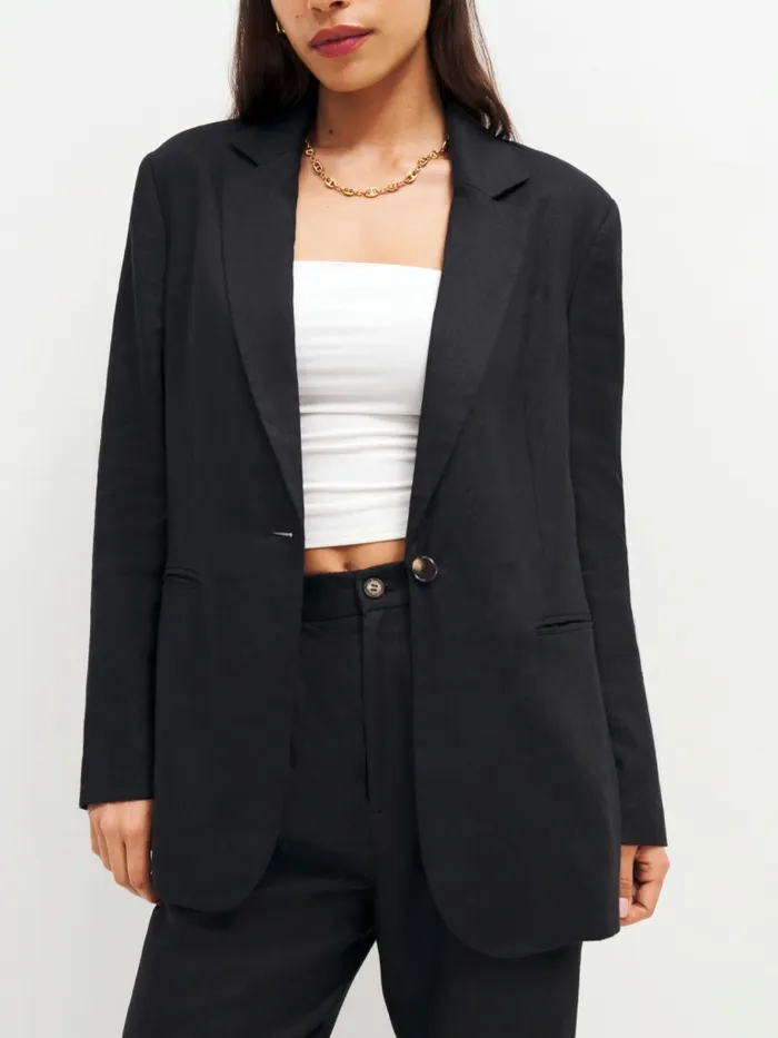 Reformation Outerwear The Classic Relaxed Linen Blazer Black 8211 Women Reformation Outerwear The Classic Relaxed Linen Blazer Black 8211 Women