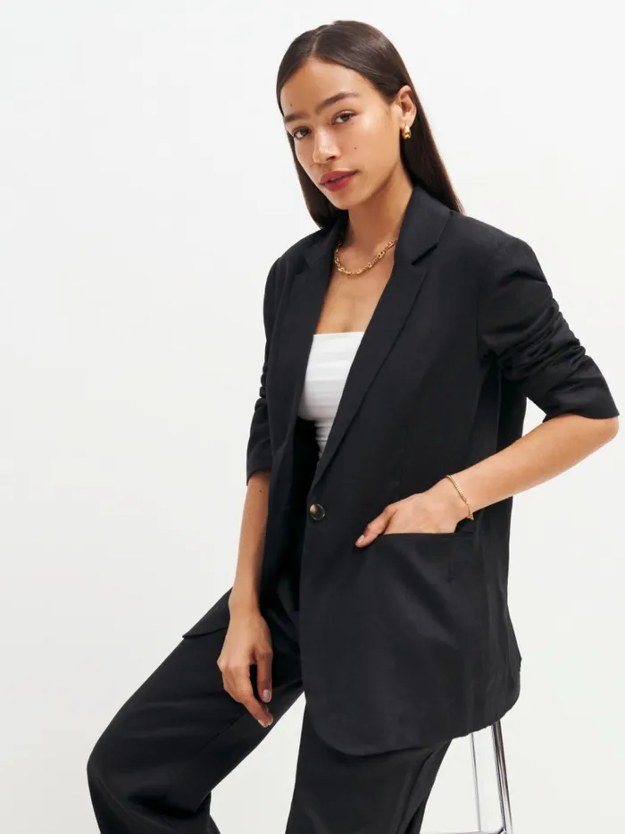 Reformation Outerwear The Classic Relaxed Linen Blazer Black 8211 Women Reformation Outerwear The Classic Relaxed Linen Blazer Black 8211 Women