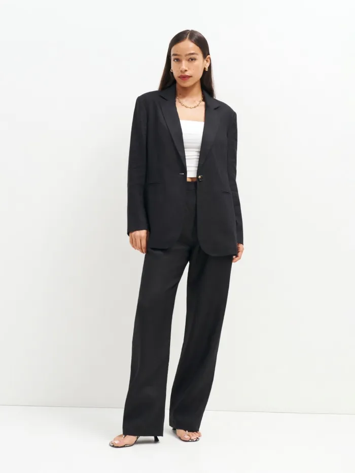 Reformation Outerwear The Classic Relaxed Linen Blazer Black 8211 Women Reformation Outerwear The Classic Relaxed Linen Blazer Black 8211 Women