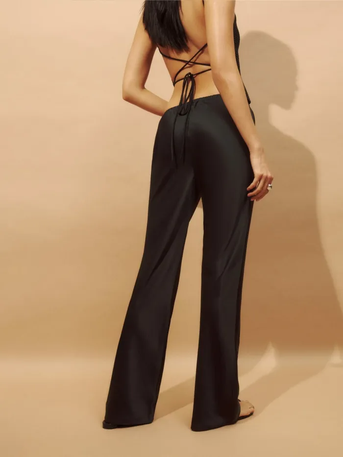 Reformation Pants Gale Satin Mid Rise Bias Pant Black 8211 Women