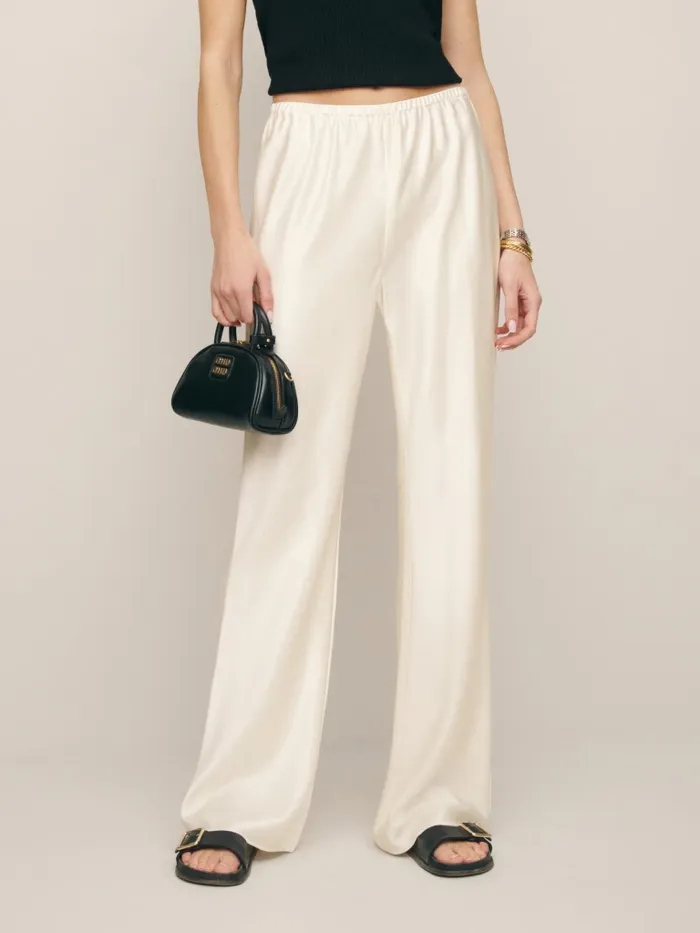 Reformation Pants Petites Gale Satin Mid Rise Bias Pant Fior Di Latte 8211 Women Reformation Pants Petites Gale Satin Mid Rise Bias Pant Fior Di Latte 8211 Women