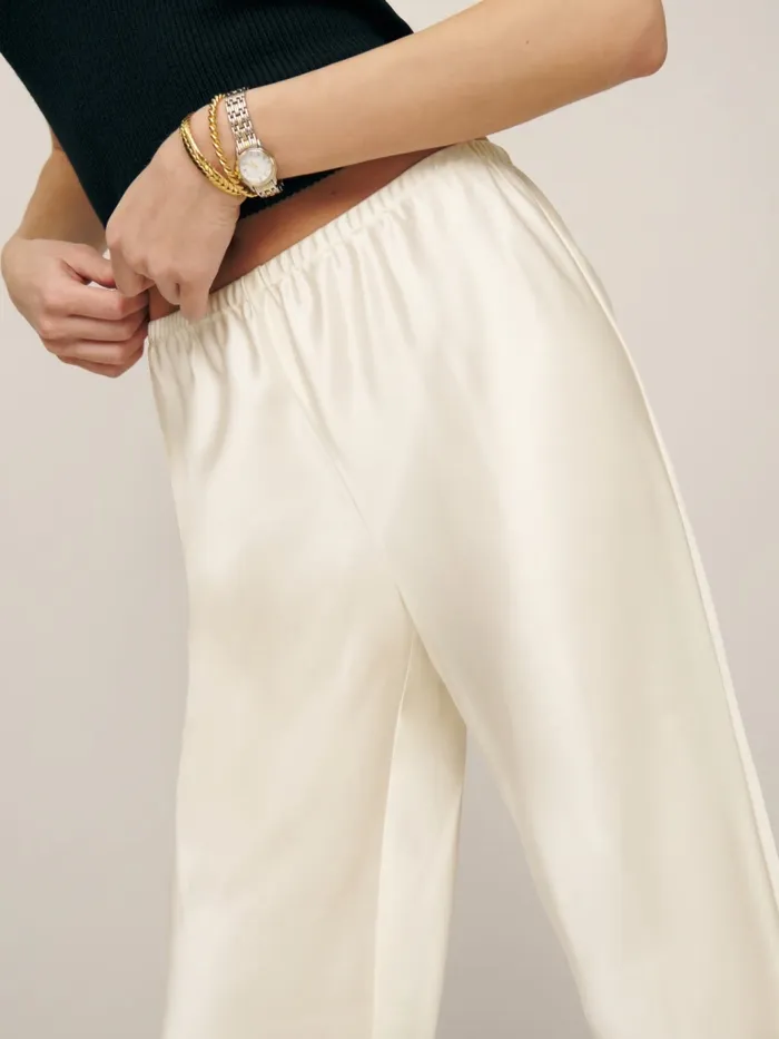Reformation Pants Petites Gale Satin Mid Rise Bias Pant Fior Di Latte 8211 Women Reformation Pants Petites Gale Satin Mid Rise Bias Pant Fior Di Latte 8211 Women