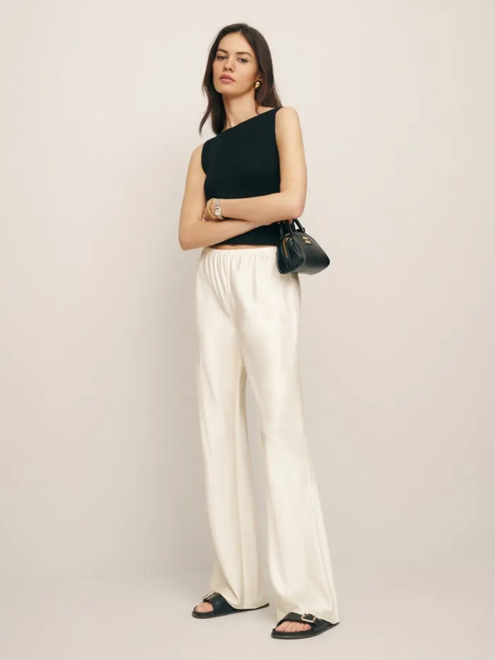 Reformation Pants Petites Gale Satin Mid Rise Bias Pant Fior Di Latte 8211 Women Reformation Pants Petites Gale Satin Mid Rise Bias Pant Fior Di Latte 8211 Women