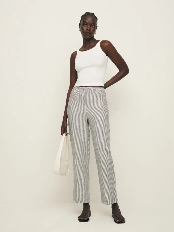 Reformation Pants Petites Remi Cropped Linen Pant Vineyard 8211 Women