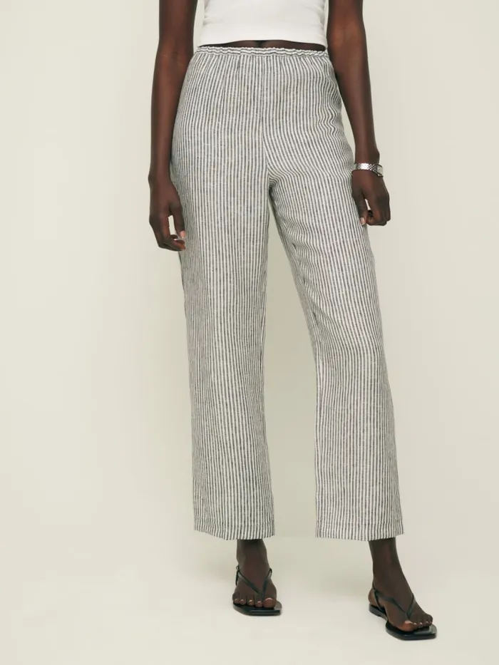 Reformation Pants Petites Remi Cropped Linen Pant Vineyard 8211 Women