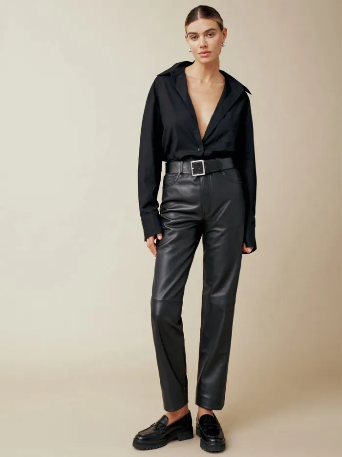 Reformation Pants Veda Cynthia Leather Pant Black 8211 Women