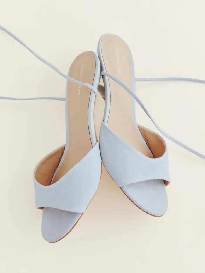 Reformation Sandals Stanley Heeled Sandal Mist Suede 8211 Women Reformation Sandals Stanley Heeled Sandal Mist Suede 8211 Women
