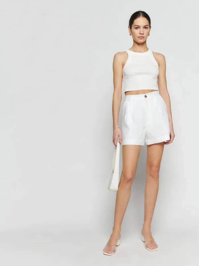Reformation Shorts Mason Linen Short White 8211 Women