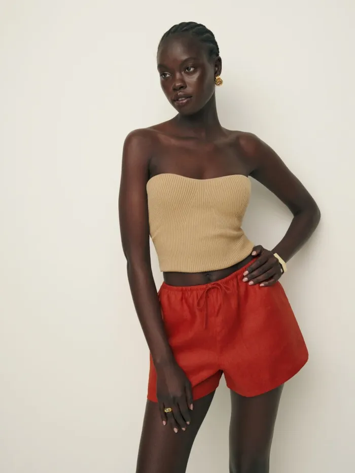 Reformation Shorts Zoey Linen Short Blood Orange 8211 Women