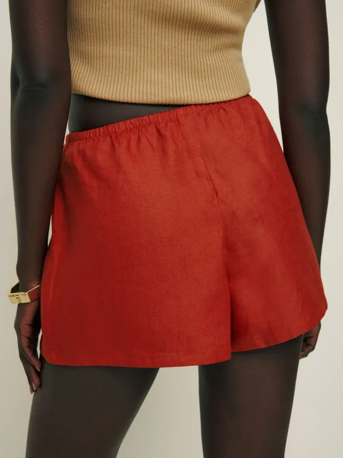 Reformation Shorts Zoey Linen Short Blood Orange 8211 Women Reformation Shorts Zoey Linen Short Blood Orange 8211 Women