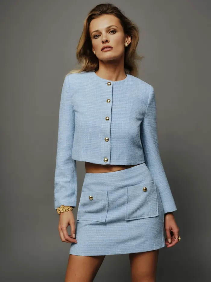 Reformation Skirts Aurelia Skirt Blue Tweed 8211 Women